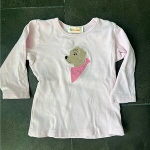 Baby Luigi Light Pink Puppy Applique Long-Sleeve Tee